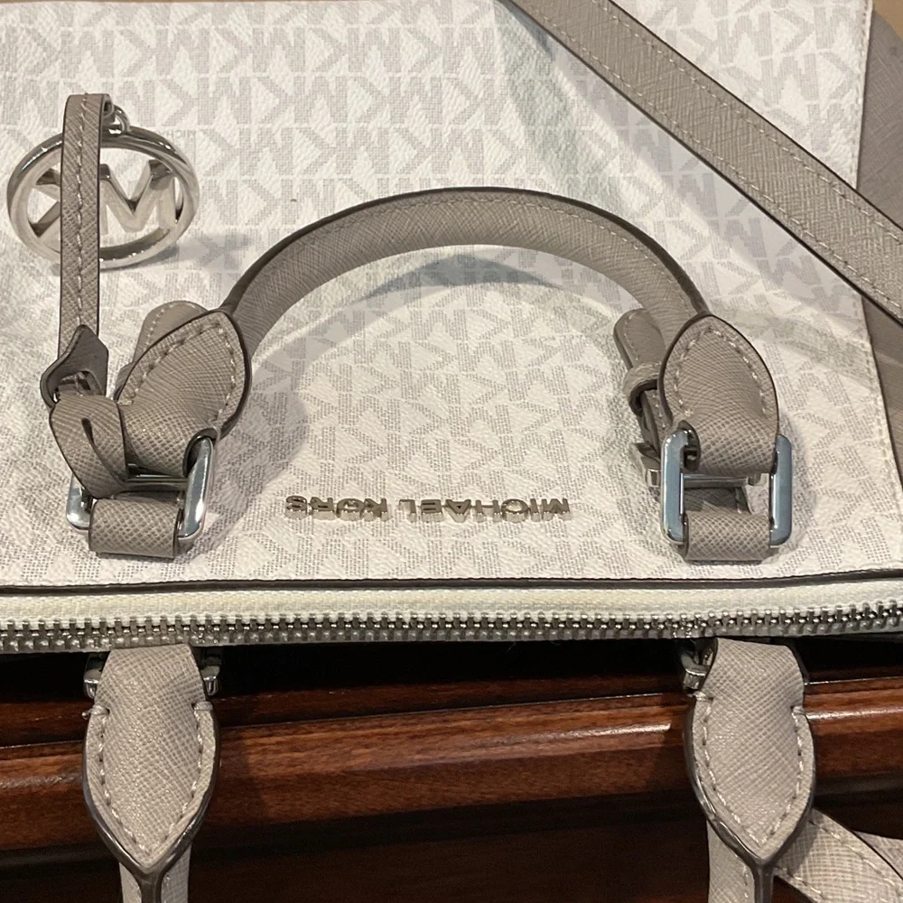 Michael Kors Two-Tone Light Gray & White Dome Satchel